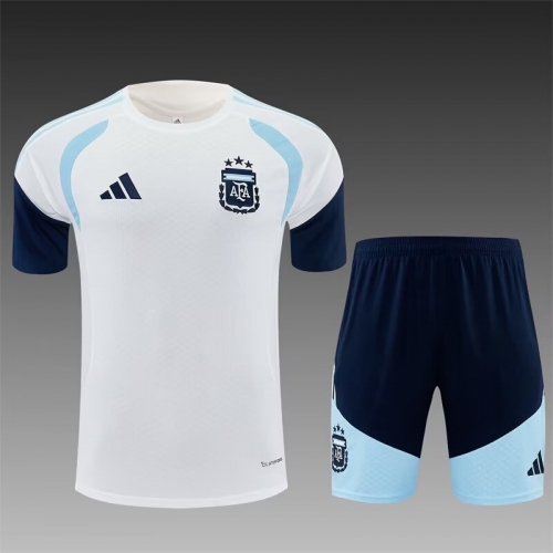 (Size S-2XL) 2026/27 Argentina White Shorts-Sleeve Thailand Soccer Tracksuit Uniform-815/801/LH