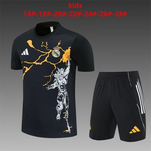 Kids 2025/26 Rea Madrid Black Kids/Youth Soccer Tracksuit Uniform-801