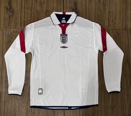 04/05 Retro Verison England Home White LS Thailand Soccer Jersey AAA-601