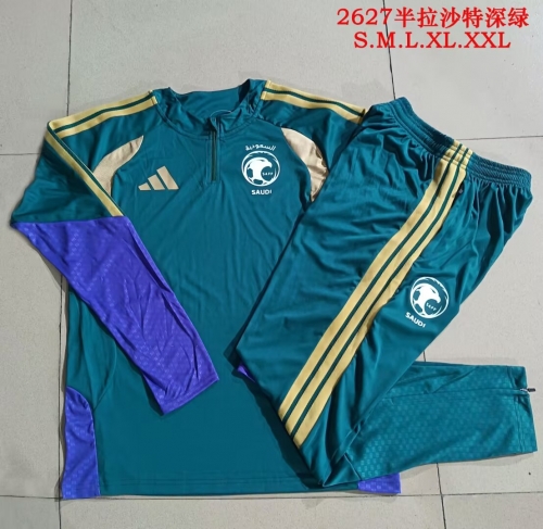 (Size S-2XL) 2026/27 Saudi Arabia Green Soccer Tracksuit Uniform-815