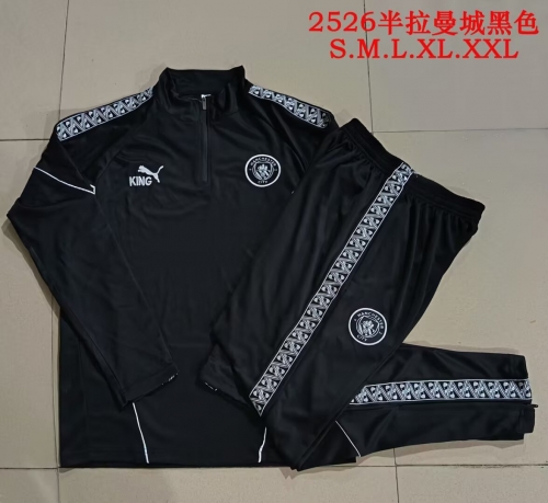 2025/26 Manchester City Black Soccer Tracksuit Uniform-815
