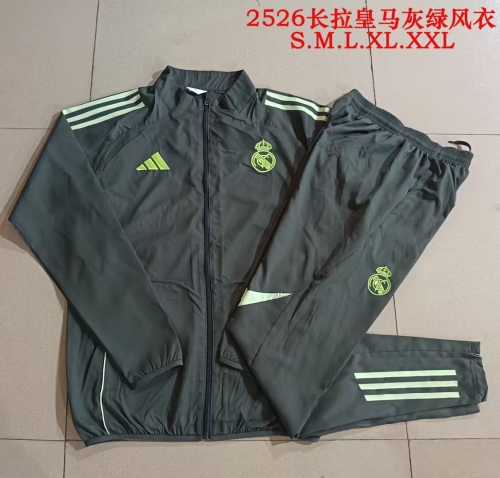 2025/26 Rea Madrid Gray Green Soccer Jacket Uniform-815