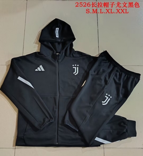 2025/26 Juventus FC Black Thailand Soccer Jacket Uniform With Hat-815