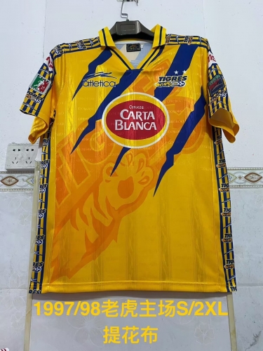 97/98 Retro Version Tigre UANL Home Yellow Thailand Soccer Jersey AAA-2041
