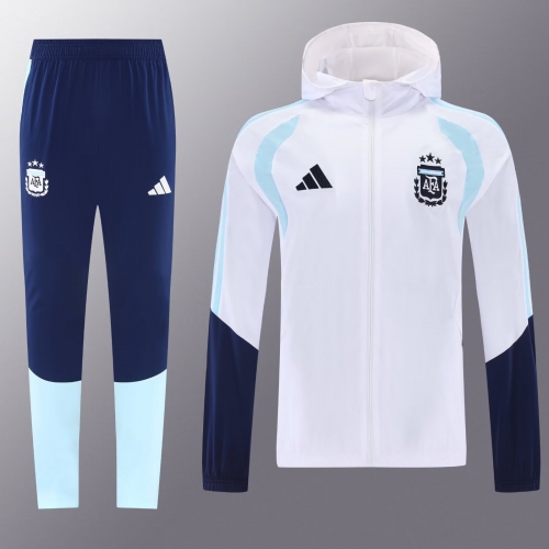 2026/27 Argentina White Soccer Windbreaker Uniform With Hat-LH/709