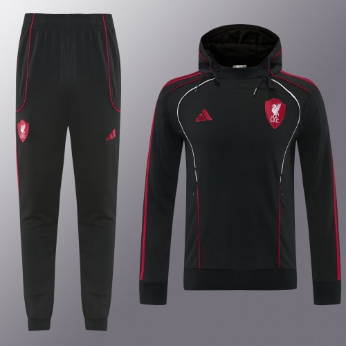 2026/27 Liverpool Black Soccer Tracksuit Uniform With Hat-LH