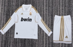 Kids 11-12 Retrro Model Real Madrid Home White LS Kids/Youth Soccer Uniform-811