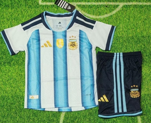 2025/26 Argentina Home Blue and White Kids/Youth Soccer Uniform-507/530/522