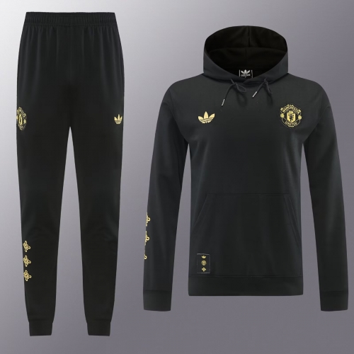 2026/27 Manchester United Black Thailand Tracksuit Uniform With Hat-LH