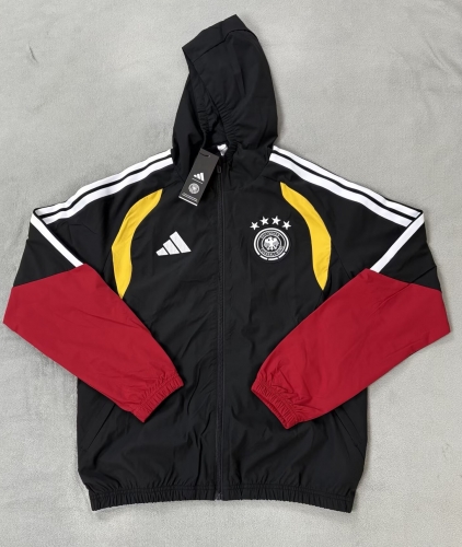 2026/27 Germany Black Windbreaker Hoodies Top With Hat-510/XH/66