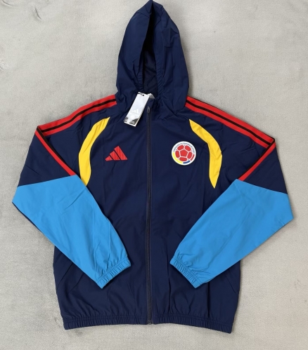 2026/27 Colombia Royal Blue Windbreaker Hoodies Top With Hat-510/503