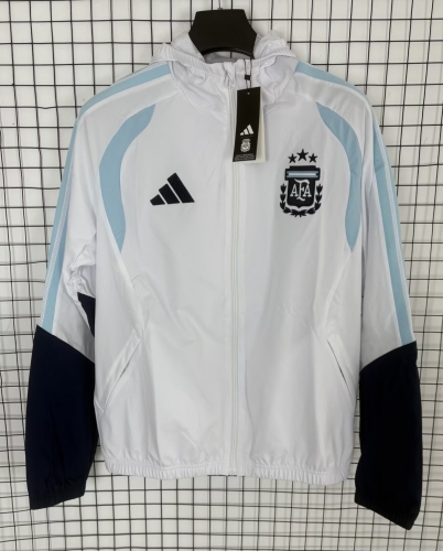 2026/27 Argentina White Windbreaker Hoodies Top With Hat-510/XH/66
