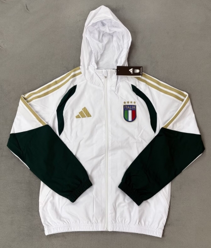 2026/27 Italy White Windbreaker Hoodies Top With Hat-510/66