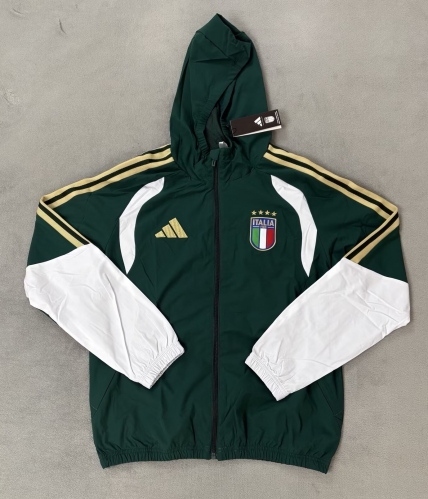 2026/27 Italy Green Windbreaker Hoodies Top With Hat-510/XH/66