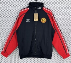 98/99 Retro Version Manchester United Black Windbreaker Hoodies Top-503
