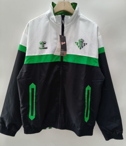 Double-Sided 2026/27 Real Betis Black & White & Green Windbreaker Hoodies Top-XH