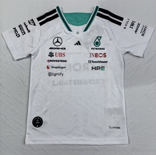 Kids 2026 Mercedes Benz White Formula One Racing Shirts-805