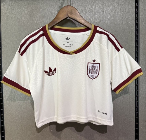 2026/27 Spain Away White Female Thailand Soccer Short Style Jersey-308