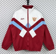 (Size S-2XL) 90/92 Retro Version Sevilla FC Red & White Windbreaker Hoodies Top-503