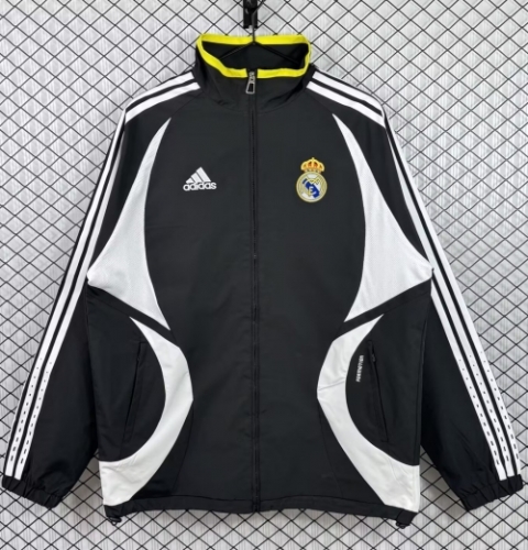 06/07 Retro Version Rea Madrid Black Windbreaker Hoodies Top-503