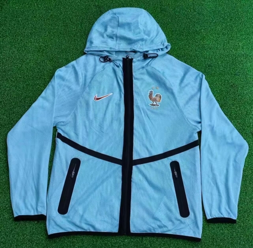 2026/27World Cup France Light Blue Windbreaker Hoodies Top With Hat-95