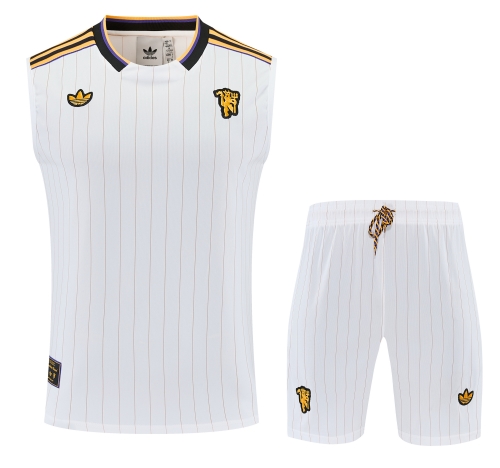 2025/26 Manchester United White Thailand Soccer Training Vest Suit-418