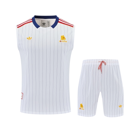 2025/26 AS Roma White Thailand Soccer Training Vest Set-418
