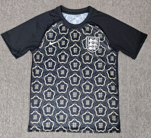2026 Retro England Black Soccer T-Shirts-BL/312