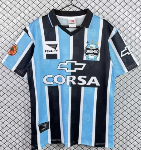 1998 Retro Vrersion Grêmio FBPA Home Blue & Black Thailand Soccer Jersey AAA-503
