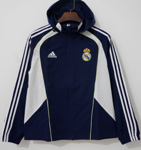2026/27 Rea Madrid Royal Blue Windbreaker Hoodies Top With Hat-66