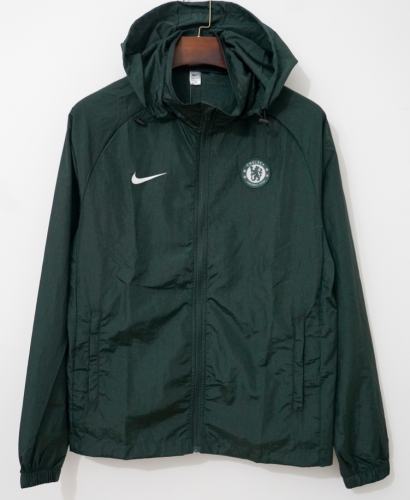 2025/26 Chelsea Dark Green Windbreaker Hoodies Top With Hat-66