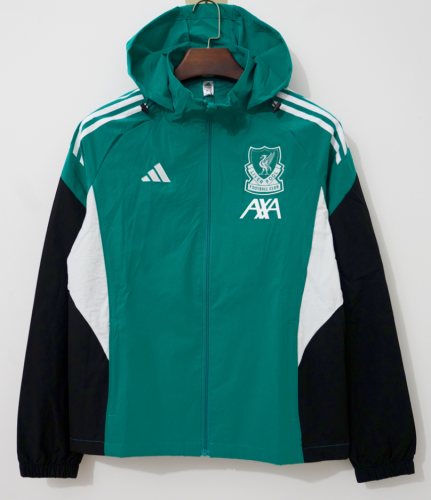 2025/26 Liverpool Green Windbreaker Hoodies Top With Hat-66