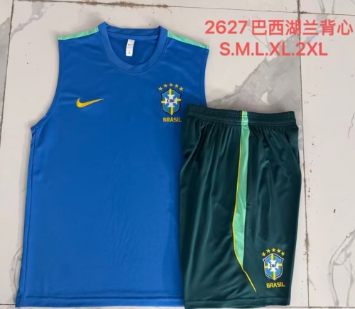 (Size S-2XL) 2026/27 Brazil Lake Blue Thailand Soccer Tracksuit Vest Set-815