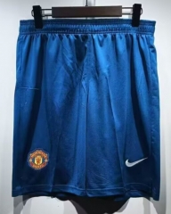 08-09 Retro Version Manchester United Away Blue Thailand Soccer Shorts-315