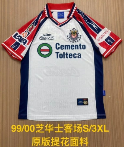 99/00 Retro Version Deportivo Guadalajara Away White Thailand Soccer Jersey AAA-2041
