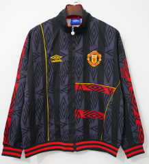 93/95 Retro Version Manchester United Black & Red Windbreaker Hoodies Top-66