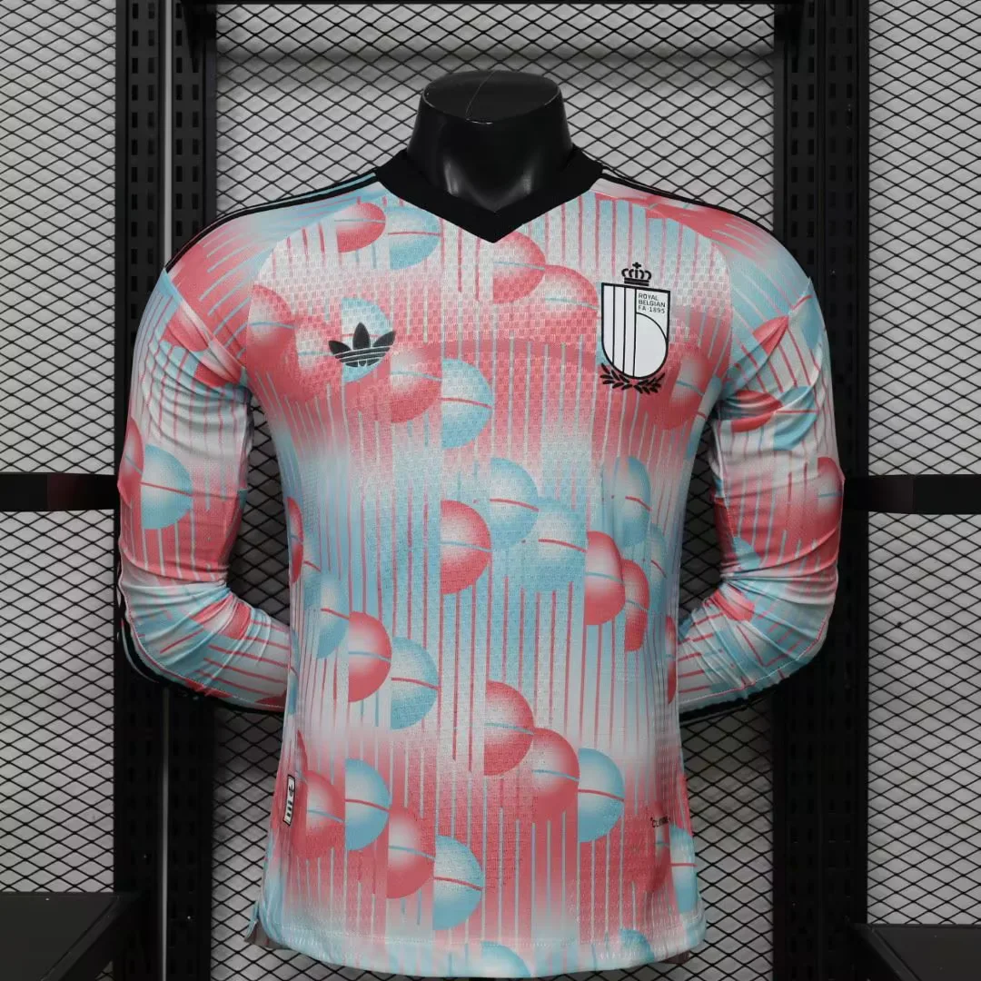 Player Version 2026/27 Belgium Away Pink & Blue Thailand LS Soccer Jeesey AAA-888