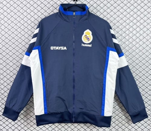 91/92 Retro Version Rea Madrid Royal Blue Windbreaker Hoodies Top-503