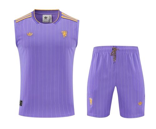 2025/26 Retro Manchester United Purple Thailand Soccer Training Vest Suit-418