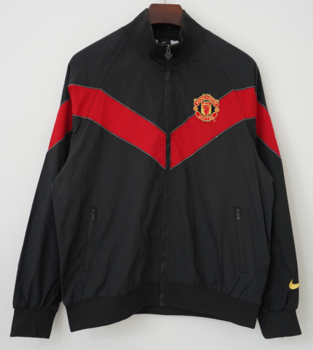 06/07 Retro Version Manchester United Black Windbreaker Hoodies Top-66