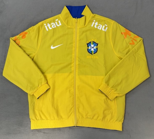 Double-Sided 2026/27 Brazil Yellow & Blue Windbreaker Hoodies Top-510