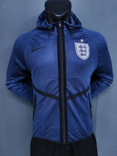 2026/27 England Cyan Windbreaker Hoodies Top With Hat-95