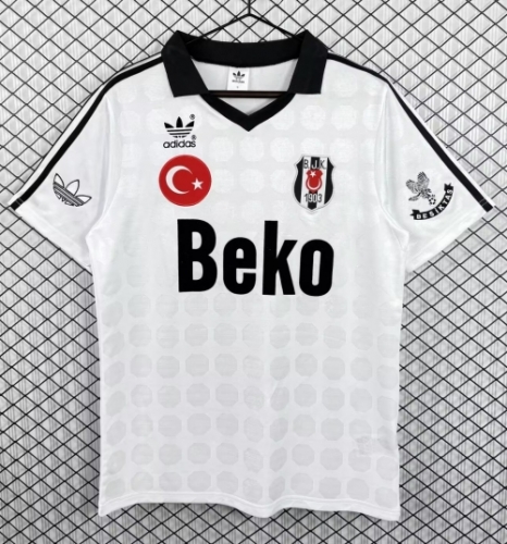 90/91 Retro Version Beşiktaş Home White Thailand Soccer Jersey AAA-503