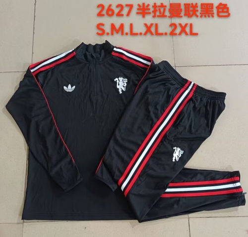 2026/27 Manchester United Black Soccer Tracksuit Uniform-815