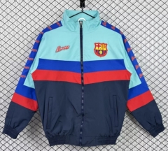 (Size S-2XL) 96/97 Retro Version Barcelona Away Black & Blue Windbreaker Hoodies Top-503
