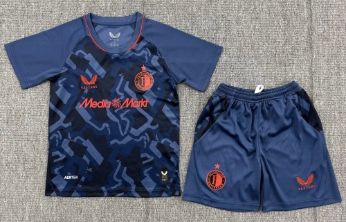 Kids 2026/27 Feyenoord Rotterdam 2nd Away Gray Blue Kids/Youth Soccer Uniform-522/208/1040