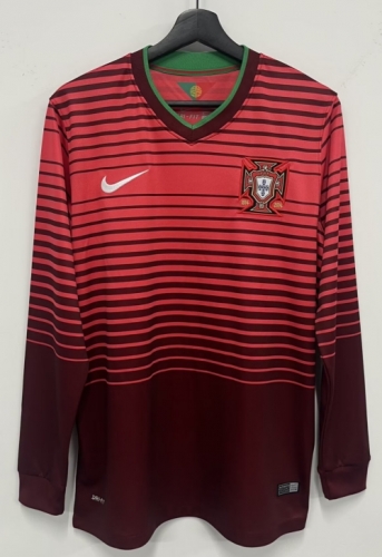 14 Retro Version Portugal Home Red LS Thailand Soccer Jersey AAA-301