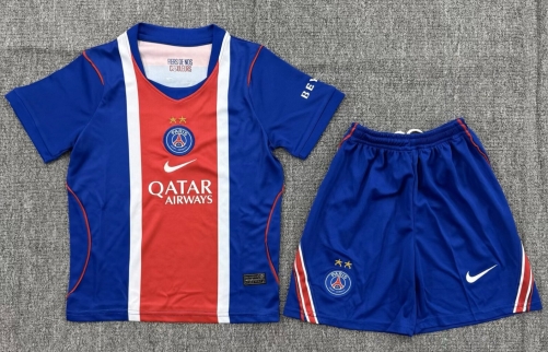 With 2 Star 2026/27 Paris SG Home Red & Blue Kids/Youth Soccer Uniform-522