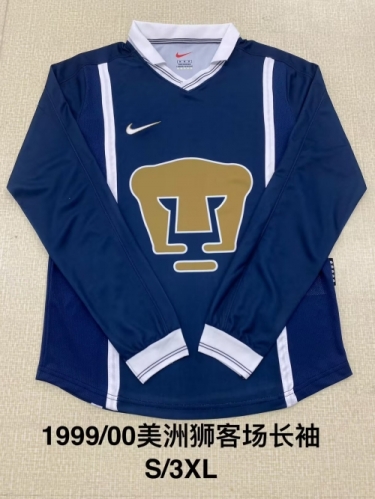 99/00 Retro Version Pumas UNAM Away Royal Blue LS Thailand Soccer Jersey AAA-2041