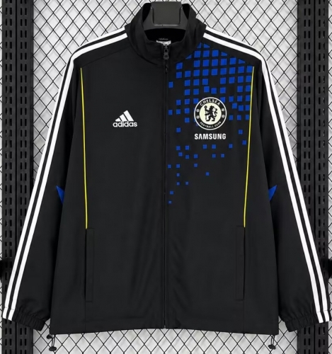 11/12 Retro Version Chelsea Black Windbreaker Hoodies Top-C1